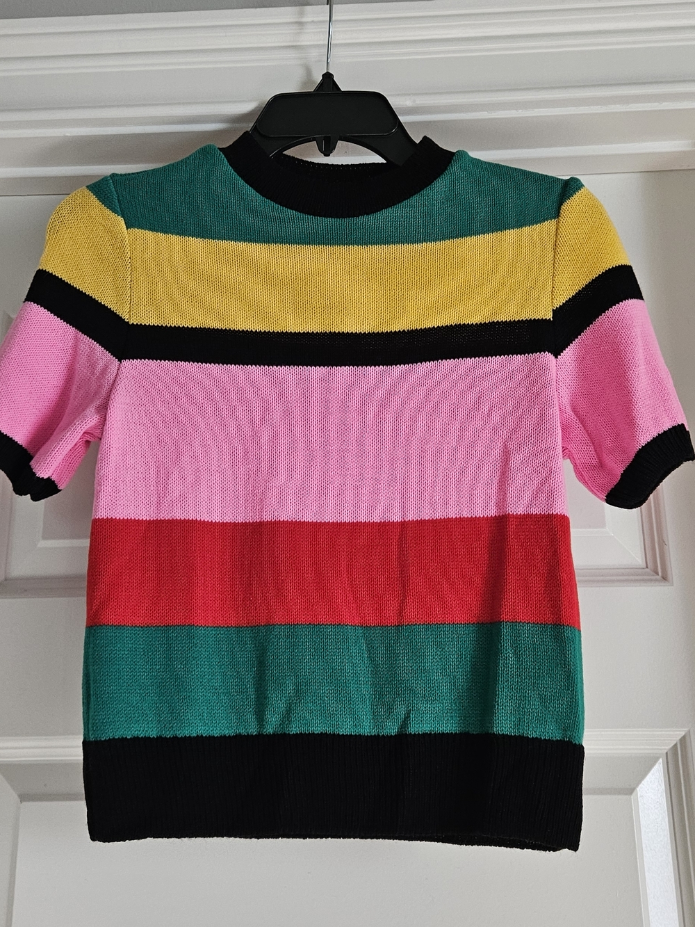 ASOS Black and Teal Striped Knit Top